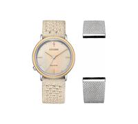 Citizen Damenuhr L EM1006-40A – Eco-Drive Solar, Edelstahl, Textilband, Wechselarmband