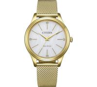 Citizen Damenuhr EM1222-87A Eco-Drive Solaruhr Edelstahl Milanaiseband 34 mm 5 ATM Gold