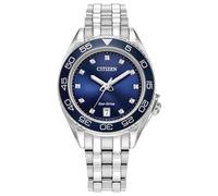 Citizen FE6160-57L Eco-Drive Damenuhr mit Quarz Armband Edelstahl 35mm Blau/Silber Blau/Silber, Bau / Silber, Armband