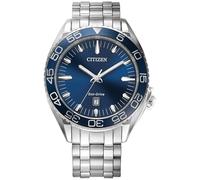 Citizen Herren Eco-Drive Sport Luxury Carson Uhr, blaues Zifferblatt, 3 Zeiger Datum (Modell: AW1770-53L), silberfarben, 12,7 cm, modern, Silberfarben, 5 Inches, Modern