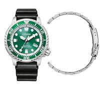 Citizen Herrenuhr Eco-Drive Solar Promaster mit Edelstahl Gliederband und Gummiband BN0158-18XM-Set