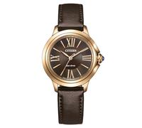 Citizen Herrenuhr Edelstahl, Braun, 30 mm, EM1163-09X | Analog Quartz, Saphirglas, 5 bar Wasserdicht, 180 Tage Gangreserve, Apfel Materialband