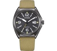 Citizen Herrenuhr Edelstahl, Schwarz, 40 mm, AW1575-08E | Analog Quartz, Kristallglas, 10 bar Wasserdicht, 240 Tage Gangreserve, Datum, Nylonband