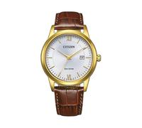 CITIZEN Eco-Drive Solar Herrenuhr mit braunem Kroko Look Lederband Gold-/Silberfarben AW1782-11A
