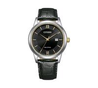 CITIZEN Eco-Drive Solar Herrenuhr mit schwarzem Kroko Look Lederband Silberfarben/Schwarz AW1784-16E