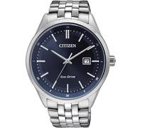 Solaruhr CITIZEN, blau (silberfarben), Armbanduhren, Herren, Armbanduhr, Herrenuhr, Datum, analog, Edelstahlarmband (84429501-0) silberfarben