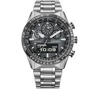 Citizen Armbanduhr Promaster Sky Pilot JV2006-55H Eco-Drive U830 Edelstahl graues Zifferblatt 20 ATM