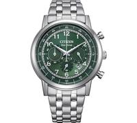Citizen Quartz Herrenuhr Edelstahl, Grün, 42 mm, CA4630-53X | Quartz, Kristallglas, 5 bar Wasserdicht, 270 Tage Gangreserve, Datum, Stoppuhr: Max. 60 Min, Edelstahlband