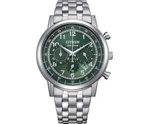 Citizen Quartz Herrenuhr Edelstahl, Grün, 42 mm, CA4630-53X | Quartz, Kristallglas, 5 bar Wasserdicht, 270 Tage Gangreserve, Datum, Stoppuhr: Max. 60 Min, Edelstahlband