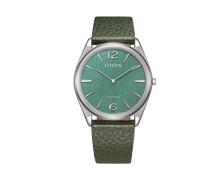 Citizen AR3120-32X Suratto Herrenuhr 38,5 mm Solar Edelstahl Saphirglas Grün Lederarmband