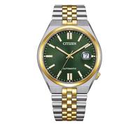 Citizen Tsuyosa 60 NK0024-54X Mechanische Armbanduhr, Unisex, 40 mm, zweifarbiger Stahl, goldfarbenes Zifferblatt, grünes Zifferblatt, Saphirglas