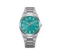 Citizen Vagary by Herrenuhr Klassisch Timeless IB9-719-71 | Gehäuse und Armband aus Stahl 38 mm | türkisfarbenes Zifferblatt / Teal gestreift mit Datumsanzeige | Quarz | Wasserdicht 5 Bar