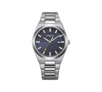 Citizen Vagary by Herrenuhr Klassisch Timeless IB9-719-75 | Gehäuse und Armband aus Stahl 38 mm | Zifferblatt blau Avio/Denim gestreift mit Datumsanzeige | Details gelb | Quarz | Wasserdicht 5 Bar