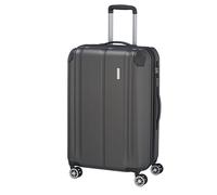 Travelite Hartschalenkoffer mittelgroß, erweiterbar, 4 Rollen, City, Trolley mit kratzfester Oberfläche, TSA Schloss, Dehnfalte, 68 cm, 78-86 Liter