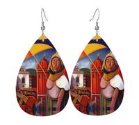 City Scenery Leder-Ohrringe, europäischer und amerikanischer Stil, Ohrringe für junge Frauen, Geburtstagsgeschenke/Valentinstagsgeschenke