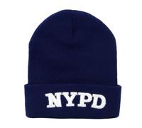 City-Souvenirs Police Beanie Mütze Navy Embroidered Knit Winter New York Skull Cap, Marineblau, Weiß, Einheitsgre