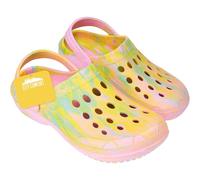 CityComfort Clogs Damen Hausschuhe Bequem Leichte Sommer Pantoletten mit Riemchen für Haus Garten Arbeit oder Strand Geschenk für Frauen (37/38 EU, Gelb Tie Dye)