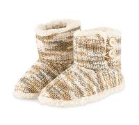 CityComfort Hausschuhe Damen Winter, Flauschige Hausschuhe Damen mit Sherpa Fleece und Rutschfester Sohle (Anthrazit/Grau/Senf, numeric_36)