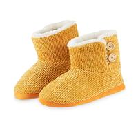 CityComfort Hausschuhe Damen Winter, Flauschige Hausschuhe Damen mit Sherpa Fleece und Rutschfester Sohle (Senffarben, 36/37 EU)