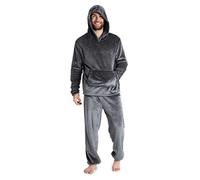 CityComfort Herren Pyjama Lang, Schlafanzug Camouflage, Fleece Hoodie und Schlafhose Set, Pyjama für Teenager Jungen M-2XL (Anthrazit, 2XL)