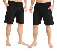 CityComfort Schlafanzug Herren Kurz M-4XL, 2er Pack Pyjama Shorts Herren Sommer mit Gummizug und Taschen, Freizeithose Loungewear, Geschenke für Männer (XL, Schwarz)
