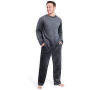 CityComfort Schlafanzug Herren Lang, 2-Teiliges Herren Pyjama Set, Geschenk für Männer (Holzkohle, XL)