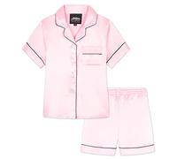 CityComfort Schlafanzug Mädchen 7-16 Jahre, 2-teiliges Satin Sommer Pyjama Set mit Kurzarm Top und Shorts, Geschenke für Mädchen (15-16 Jahre, Rosa)