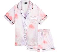 CityComfort Schlafanzug Mädchen Kurz Satin Pyjama Kinder Schlafanzug Teenager Weiche Atmungsaktive Sommer Kurzarm Schlafanzüge Loungewear Set (15-16 Jahre, Mehrfarbig Batik)