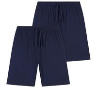 CityComfort Schlafanzughose Kurz Jungen Sommer Kurze Hose Kinder Teenager 2er Pack Shorts mit Kordelzug für Sport Freizeit (Marineblau, 13-14 Jahre)