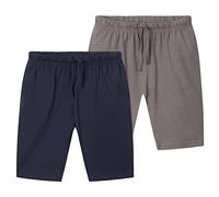 CityComfort Schlafanzughose Kurz Jungen Sommer Kurze Hose Kinder Teenager 2er Pack Shorts mit Kordelzug für Sport Freizeit (Marineblau/Melange, 9-10 Jahre)