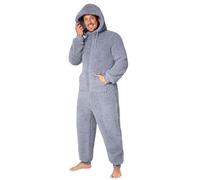 CityComfort Schlafoveralls für Herren und Teenager, Fleece Onesie Jumpsuit Warm Kuschelig Schlafanzug Lang M-3XL - Geschenke für Männer (Grau, M)