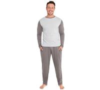 CityComfort Warme Schlafanzug Herren Lang, 2-Teiliges Pyjama Set - Geschenke für Herren Teenager (Dunkelgrau/Creme, 3XL)