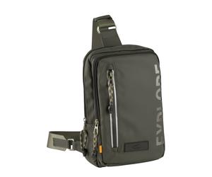 Cityrucksack CAMEL ACTIVE "Explore", Gr. B/H/T: 19,5cm x 27cm x 8,5cm, grün, Nylon, bedruckt, beschichtet, clean, unifarben mit Farbeinsätzen, Rucksäcke Cityrucksack, wasserabweisendes recyceltes Nylo