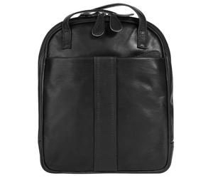 Cityrucksack CLUTY, Damen, Gr. B/H/T: 26cm x 7cm, onesize, schwarz, Leder, Rindsleder, Retro, Rucksäcke Cityrucksack, echt Leder (99709947-0) schwarz
