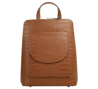 Cityrucksack CLUTY Gr. B/H/T: 28cm x 23cm x 8cm, braun (cognac), Rindsleder, Leder, Snakeprint, Rucksäcke, echt Leder, Made in Italy (85789746-0) cognac