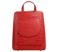 Cityrucksack CLUTY Gr. B/H/T: 28cm x 23cm x 8cm, rot, Rindsleder, Leder, Snakeprint, Rucksäcke, echt Leder, Made in Italy (74376768-0) rot