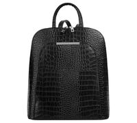 Cityrucksack CLUTY, Damen, Gr. B/H/T: 28cm x 29cm x 12cm, onesize, schwarz, Leder, Rindsleder, Rucksäcke Cityrucksack, echt Leder, Made in Italy (93482312-0)