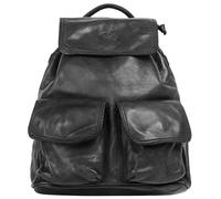 Cityrucksack CLUTY, Damen, Gr. B/H/T: 32cm x 28cm x 12cm, onesize, schwarz, Leder, Rindsleder, Retro, Rucksäcke Cityrucksack, echt Leder, Made in Italy (49437213-0) schwarz