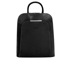 Cityrucksack CLUTY, Damen, Gr. B/H/T: 32cm x 28cm x 12cm, onesize, schwarz, Leder, Rindsleder, Strukturmuster, Rucksäcke Cityrucksack, echt Leder, Made in Italy (61033317-0) schwarz