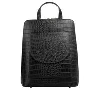Cityrucksack CLUTY, Damen, Gr. B/H/T: 28cm x 23cm x 8cm, onesize, schwarz, Leder, Rindsleder, Snakeprint, Rucksäcke Cityrucksack, echt Leder, Made in Italy (74784065-0) schwarz
