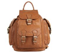 Cityrucksack CLUTY, Damen, Gr. B/H/T: 35cm x 33cm x 14cm, onesize, braun (cognac), Leder, Rindsleder, unifarben, Rucksäcke Cityrucksack, echt Leder, Made in Italy (87916200-0) cognac