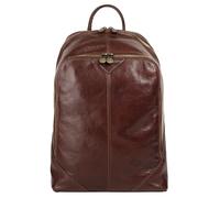 Cityrucksack PIKÉ, Damen, Gr. B/H/T: 41cm x 30cm x 18cm, onesize, braun, Leder, Rindsleder, beschichtet, leicht glänzend, Rucksäcke Cityrucksack, echt Leder, Made in Italy (635593-0)