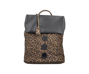 Cityrucksack RIEKER, Damen, Gr. B/H/T: 26cm x 32cm x 13,5cm, braun (leo, schwarz), Rucksäcke Cityrucksack, Freizeitrucksack, Shoppingrucksack mit bunten Akzenten (32934043-0) leo, schwarz