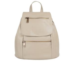 Cityrucksack SAMANTHA LOOK, Damen, Gr. B/H/T: 24cm x 27cm x 11cm, onesize, beige (creme), Leder, Rindsleder, beschichtet, leicht glänzend, Rucksäcke Cityrucksack, echt Leder, Made in Italy (52138850-0