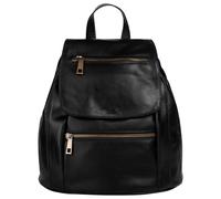Cityrucksack SAMANTHA LOOK, Damen, Gr. B/H/T: 24cm x 27cm x 11cm, onesize, schwarz, Leder, Rindsleder, beschichtet, leicht glänzend, Rucksäcke Cityrucksack, echt Leder, Made in Italy (677745-0)