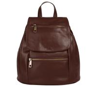 Cityrucksack SAMANTHA LOOK "SAMANTHA LOOK Damen City-Rucksack echt Leder, Made in Italy", Damen, Gr. B/H/T: 24cm x 27cm x 11cm, onesize, braun, Leder, Rindsleder, beschichtet, leicht glänzend, Rucksäc