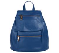 Cityrucksack SAMANTHA LOOK "SAMANTHA LOOK Damen City-Rucksack echt Leder, Made in Italy", Damen, Gr. B/H/T: 24cm x 27cm x 11cm, onesize, blau, Leder, Rindsleder, beschichtet, leicht glänzend, Rucksäck