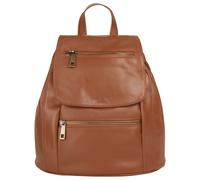 Cityrucksack SAMANTHA LOOK "SAMANTHA LOOK Damen City-Rucksack echt Leder, Made in Italy", Damen, Gr. B/H/T: 24cm x 27cm x 11cm, onesize, braun (cognac), Leder, Rindsleder, beschichtet, leicht glänzend