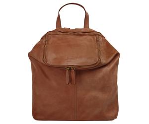 Cityrucksack SAMANTHA LOOK "SAMANTHA LOOK Damen City-Rucksack echt Leder, Made in Italy", Damen, Gr. B/H/T: 36cm x 30cm x 15cm, onesize, braun (cognac), Leder, Rindsleder, Retro, Rucksäcke Cityrucksac