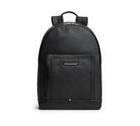 Cityrucksack TOMMY HILFIGER "TH CENTRAL BACKPACK", Gr. B/H/T: 32cm x 43cm x 11cm, schwarz, Lederimitat, Rucksäcke Cityrucksack, Unisex Freitzeitrucksack, Arbeitsrucksack mit Vordertaschenfach (7085231